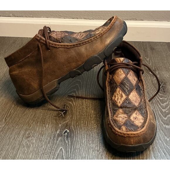 Twisted X Mens Leather Chukka Boots Lace Up Driving Moccasin 7.5 - Picture 1 of 10